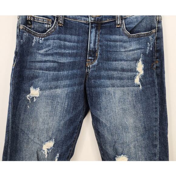 Judy Blue Boyfriend Fit Jeans 7/28 Destroyed Straight Cut Dark Wash - Picture 4 of 7